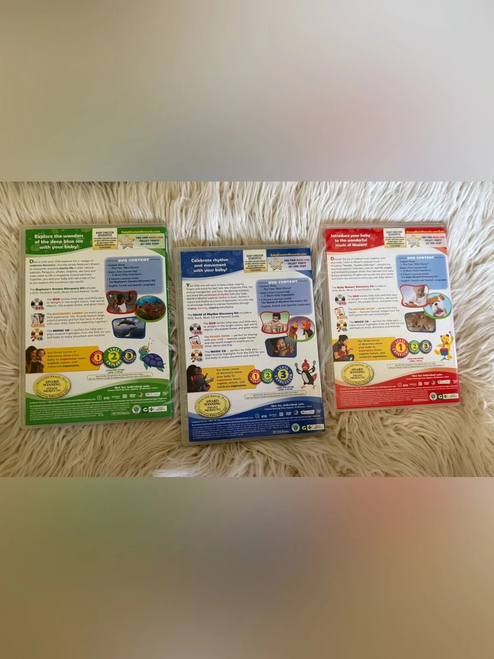 Disney Baby Einstein DVDs Discovery Kit  1 2 3 Baby Mozart Neptunes Ocean Set